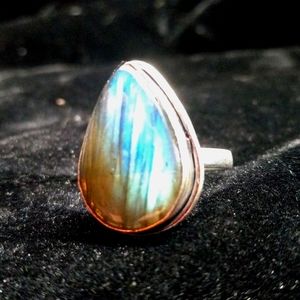 106 NWT Labradorite gemstone crystal 925 silver ring size 7 free shipping sale